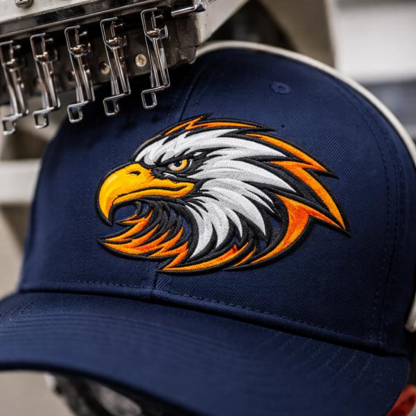 Embroidery digitizing sample stitched on a cap